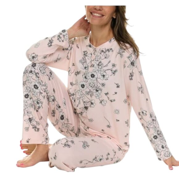 NWOT Flora Nikrooz Jessie Henley 2-pc PJ Pajama Set | Pink - Picture 7 of 7